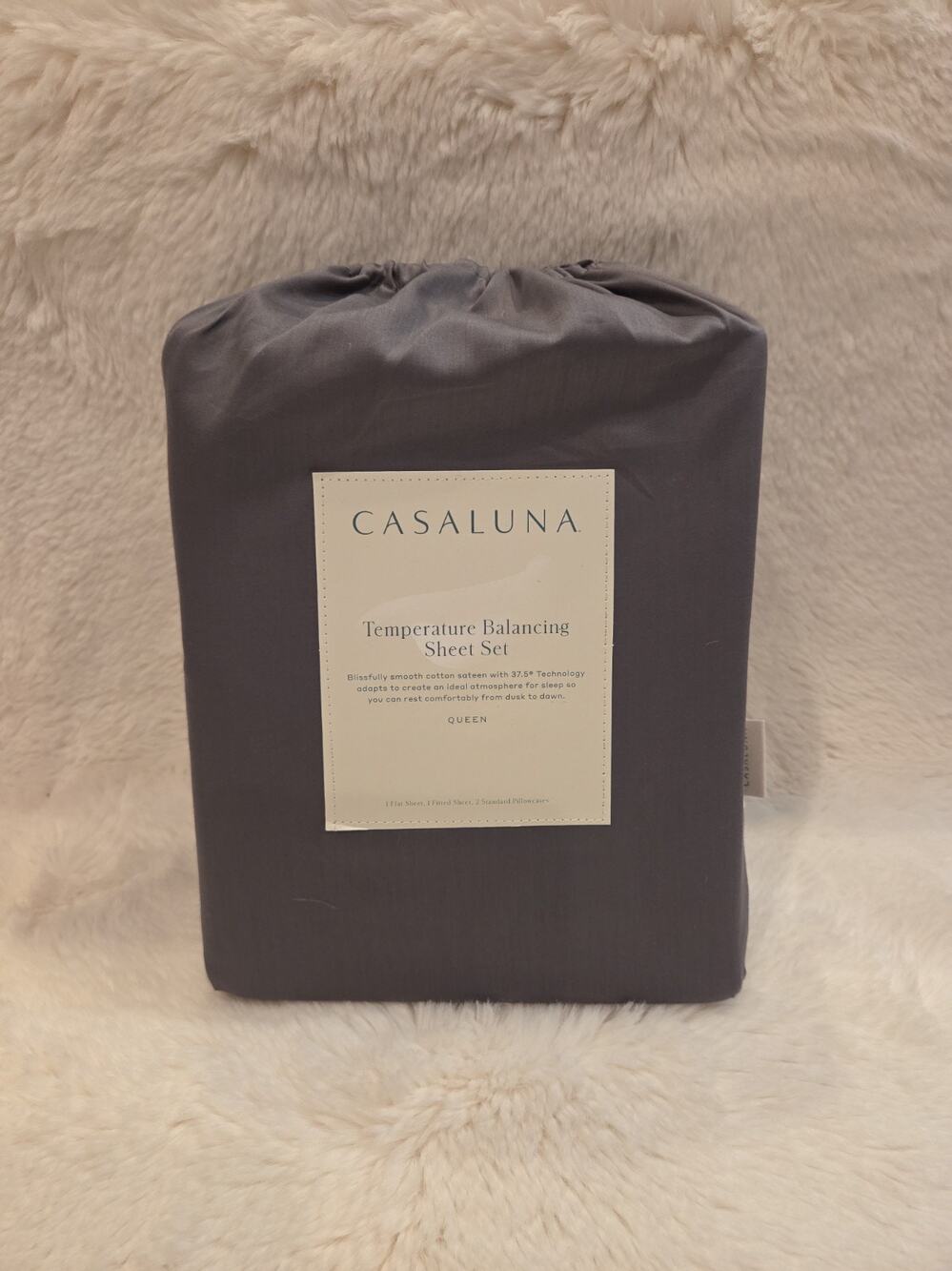CASALUNA Temperature Balancing Sheet Set , 300 Thread Count - Dark Grey QUEEN